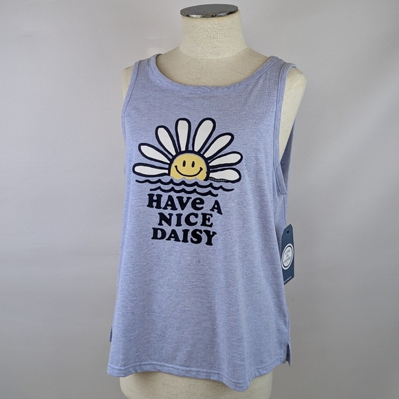 Life Is Good Have A Nice Daisy Lounge Sleep Tank Top Blue L NWT - Picture 2 of 9